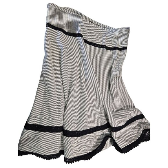 Seer Sucker Skirt w Lace Black White Knee by Merona sz4 L/XL 32" Waist Preppy - Picture 10 of 12